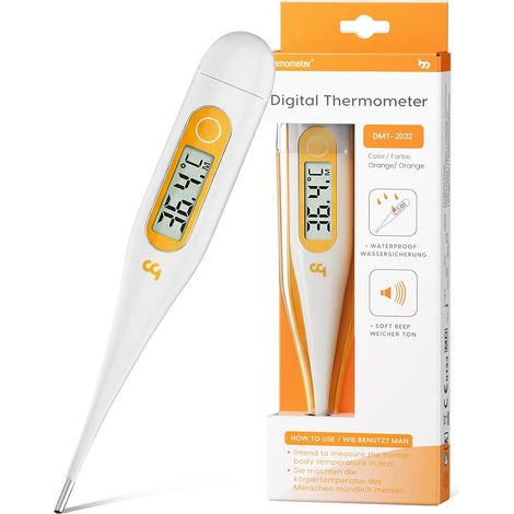 Thermomètre Rectale Bebe et Adulte, Résultats Précis Orange, Simple à Utiliser, Résultats Fiables, Commutable ℃/℉ (1/5)