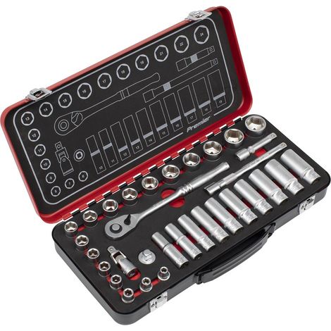 Sealey Metric Socket Set 32pc Deep And Shallow Single Hex Satin Finish AK7922 (1/5)