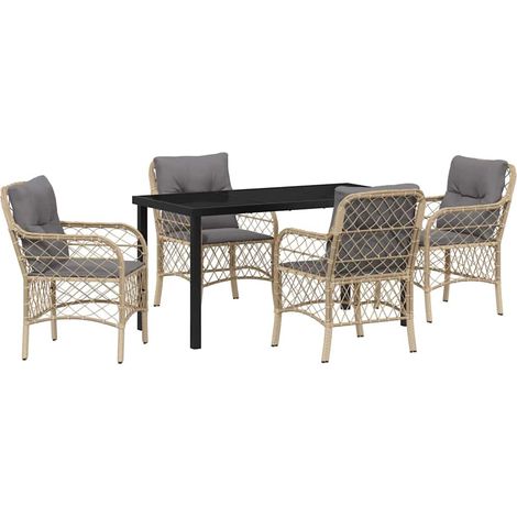 Maison Exclusive - Garten Essgruppe 5 Stk. Beige Poly-Rattan (1/5)
