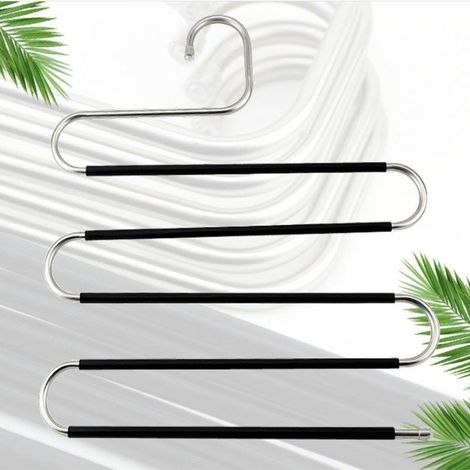 Cintre à pantalons, porte-pantalons en forme de S [acier inoxydable] avec revêtement antidérapant (1/5)