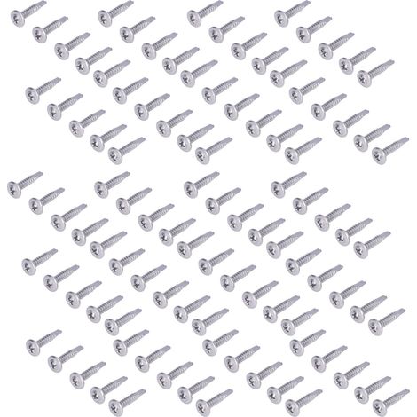 100 Stück Kreuzschlitz-Selbstbohrschrauben mit rundem Unterlegscheibenkopf, Edelstahl 410, 4,8 x 25 mm, 100 Stück (1/5)