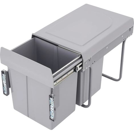 Cestino per la raccolta differenziata, capacità 40 litri, design scorrevole, colore grigio. (1/2)