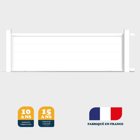 Portail coulissant prêt à poser MARYN Blanc 9016 L406 cm X 135cm en aluminium BELTY (1/4)