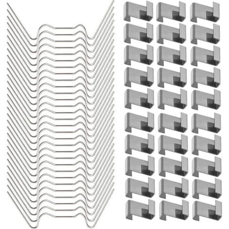 Clips de fijación de acero inoxidable para acristalamiento de invernaderos (50 clips de alambre en forma de W para acristalamiento de invernaderos y 50 clips superpuestos en forma de Z para acristalam (1/5)