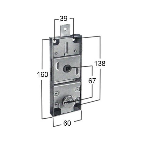 Cerradura para puerta basculante con llave – Modelo 8651 con cilindro con forma – Prefer