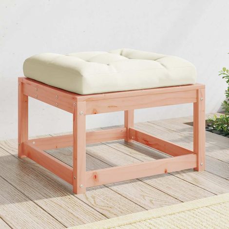 vidaXL Poggiapiedi da Giardino con Cuscino Legno Massello di