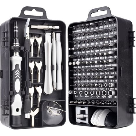 Kit de 135 en 1 de destornilladores de precisión, mini destornillador magnético de precisión con alfombrilla de memoria magnética para reparar MacBook, PC, iPhone, gafas, ordenadores y relojes (1/5)