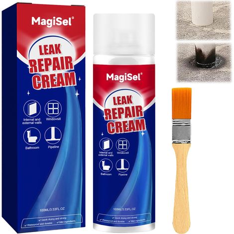 Leak Repair Cream, D'étanchéité Noir Hydrofuge Toiture Agent Anti Fuite Étanche Crème Mastic, Revêtement Imperméable Pour Salle De Bain Toilettes Carrelage Murss Toi, 100g (1/5)