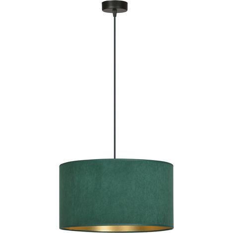 Lampada a Sospensione Hilde, Acciaio verniciato a polvere, Tessuto, Nero, Verde, 35x100x35 cm