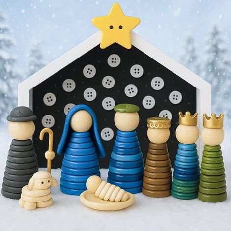 Kit De Création De Scène De Nativité - Boutons Et Perles - Activité Manuelle De Noël Pour Enfants - Décoration Chrétienne - 1 Pièce (1/5)