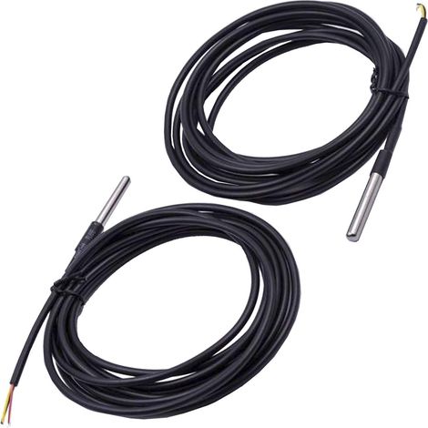 2 x 3 mètres de câble DS18B20 sonde de température numérique étanche en acier inoxydable, compatible avec Arduino et Raspberry Pi