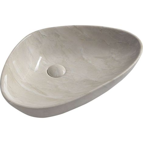 Sapho Dalma - Lavabo da appoggio 59x39 cm, senza foro per miscelatore, senza troppopieno, marfil MM227 (1/5)