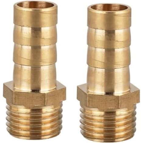 Lot de 2 connecteurs réducteurs en laiton 10 mm queue cannelée vers filetage BSP G1/4≈ 12,7 mm Adaptateur de tuyauterie réducteur de filetage pour connexion et conversion de tuyau (1/5)