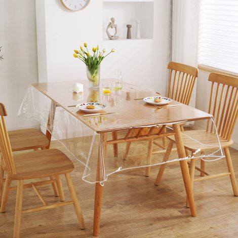 Nappe en plastique transparent, imperméable, épaisse, résistante à la chaleur - Pour tables de salle à manger - Résistante à l'huile ,(140 x 220 cm) (1/5)