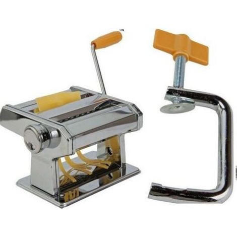TrAdE Shop Traesio - Macchina Per Pasta Da Cucina In Acciaio Cromato Manuale Fettuccine Tagliolini -