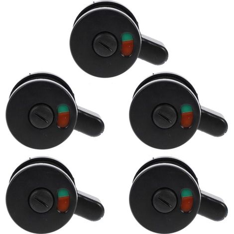 Lot de 5 Serrures de Porte en Plastique Noir Indicateur D’Occupation pour Toilettes Publiques Serrure de Porte de Séparation Verrou Intimité Wc pour Centres Commerciaux et Lieux (1/4)