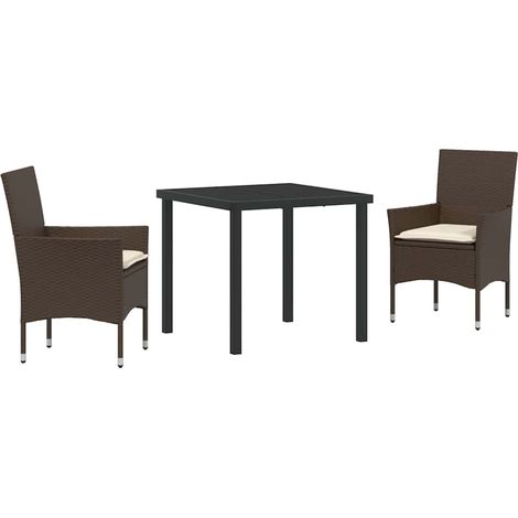 Maison Exclusive - Ensemble de salle à manger pour jardin 3 pcs Marron polyrotin (1/5)