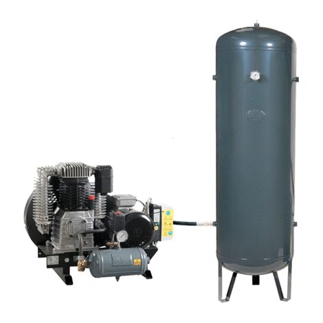 Compresseur d'air à piston triphasé sur plateau 7.5 CV K50/BF10 SD - 500 V avec cuve NUAIR (1/2)