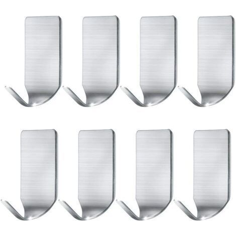 Adhesive Bathroom Coat Hooks 304 Stainless Steel with Waterproof Sticker Practical Accessory -8 Pieces (1/5)
