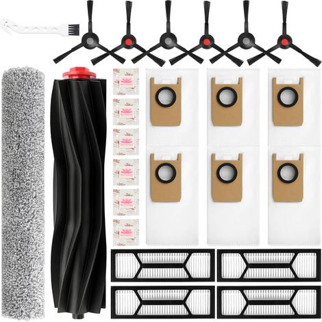 25 Stück Zubehörset für Eufy S1 Pro/Omni S1 Pro Saugroboter, 1 Hauptbürste, 1 Roller Wischtuchrolle, 4 Filter, 6 Staubbeutel, 6 Seitenbürsten, 6 Flach-Duftstein, 1 Reinigungsbürste (1/5)
