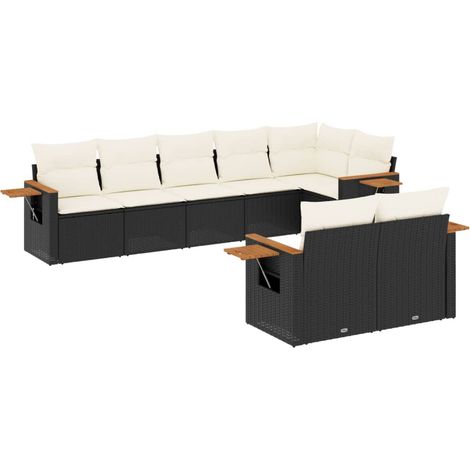 Maison Exclusive - Set Divani da Giardino con Cuscini 8 pz Nero in Polyrattan (1/3)