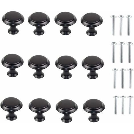 Cabinet Door Handles, 12pcs Stainless Steel Round Mushroom Shaped Handles for Kitchen Cabinets, Wardrobes, Closets, Drawers, Bedroom, Bathroom Furniture. (1/5)