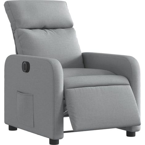 Poltrona relax porta TV con comodissima funzione reclinabile elettrica in tessuto grigio chiaro DEC028311