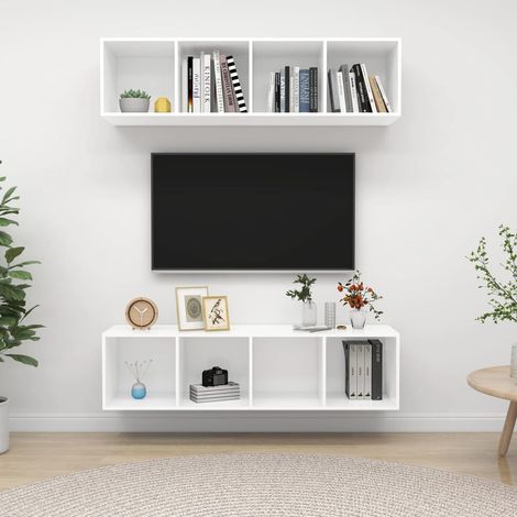 Meubles TV muraux 2 pcs Blanc (1/5)