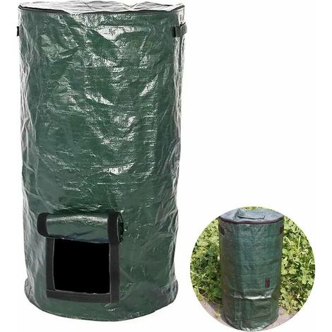 royaluxe - Sac à déchets de jardin avec couvercle, 60 L / 80 L Sac à déchets de jardin Sac à compost Déchets de cuisine Fermentation Collecteur de déchets Sac à feuilles (45 x 80 cm) (1/2)