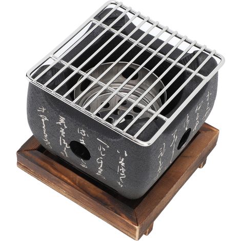 Réchaud à charbon de bois japonais, petit four de barbecue portable carré 12x12x11cm, chauffe rapide, multifonction pour grillades en famille (1/5)