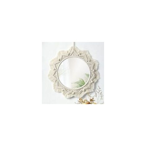Miroir Mural, Miroir Art Décor, Macramé Frange Miroirs, Ronds Décoratifs Ornement pour Chambre Salon Décor (1/5)