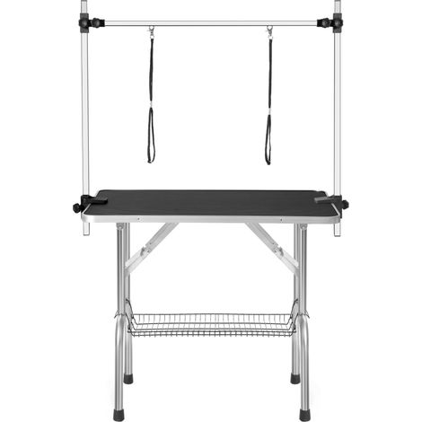 Mesa plegable de peluquería para mascotas 90 x 60 x 76 cm negra con brazo ajustable (1/5)