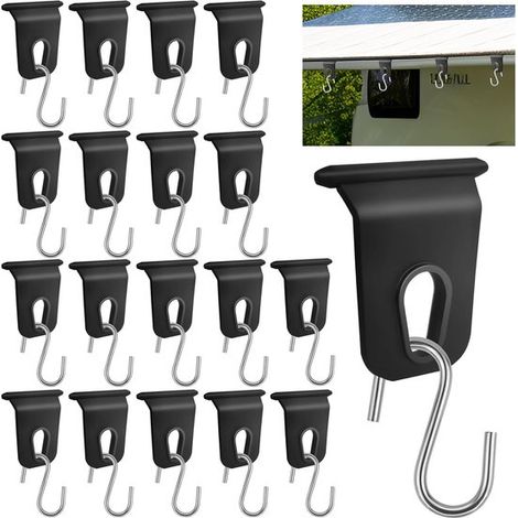 Crochets en S pour auvent - Camping - Kit de 18 pièces - 199 x 113 cm - Noir (1/5)