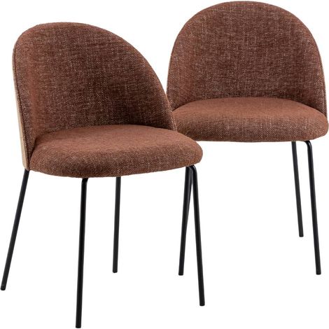 Chaise en tissu rouge et bois clair Kanoa (lot de 2) (1/5)