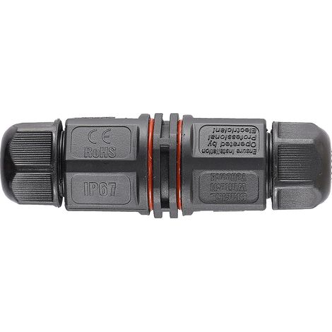 Conector de Cable Estanco 3 Contactos IP67  Negro