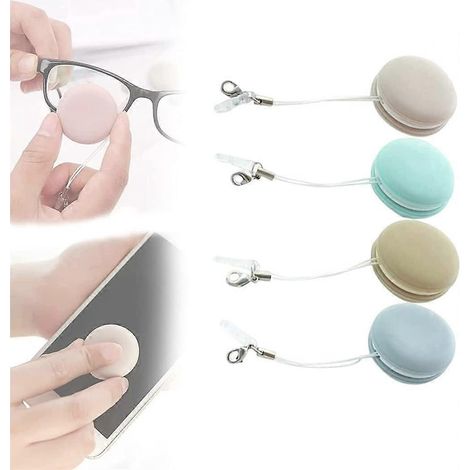 Lot de 4 lingettes nettoyantes Macaron pour écrans de téléphone et d'ordinateur, lingettes nettoyantes réutilisables Macaron pour lunettes et appareils électroniques (1/5)