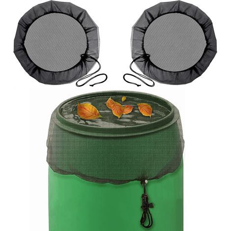 Lot de 2 Filets de citernes de Pluie résistants aux intempéries - Housse pour Tonneau De Pluie,de qualité supérieure avec Cordon de Serrage - 95 cm - pour Les Feuilles et Les Petits Animaux (1/5)