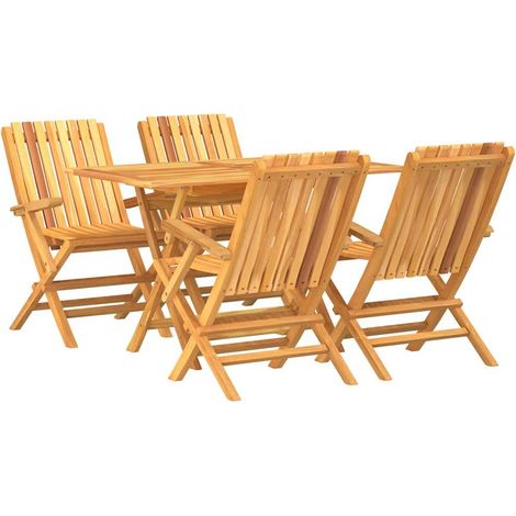 Maison Exclusive - 5-tlg. Garten-Essgruppe Massivholz Teak (1/5)