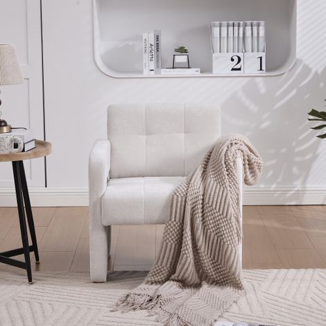Fauteuil moderne et minimaliste — Style nordique — Siège rembourré et confortable — Idéal pour salon, chambre ou bureau (1/5)