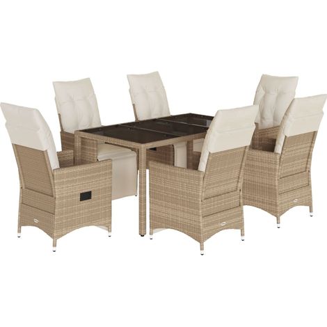 Maison Exclusive - Set de mesa y sillas de jardín 7 pzas y cojine (1/5)