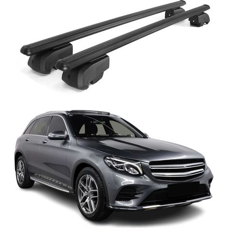 OMAC Aluminium Dachträger Querträger für Mercedes GLC X253 2015-2022 – City Crash – ISO/PAS 11154:2006 – Abschließbar – Max. 75 kg – 2 Stangen Schwarz (1/5)