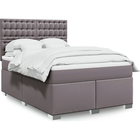 Boxspringbett mit Matratze Grau 160x200 cm Kunstleder