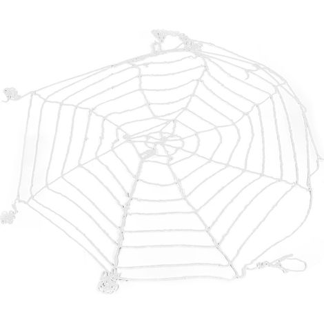 Toile d'araignée ronde blanche de 3,6 m pour décorations d'Halloween, idéale pour une fête en extérieur ou en intérieur. (1/5)