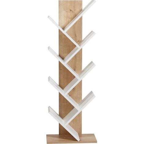 Libreria finitura rovere e bianco H129,8 cm - TUVAL