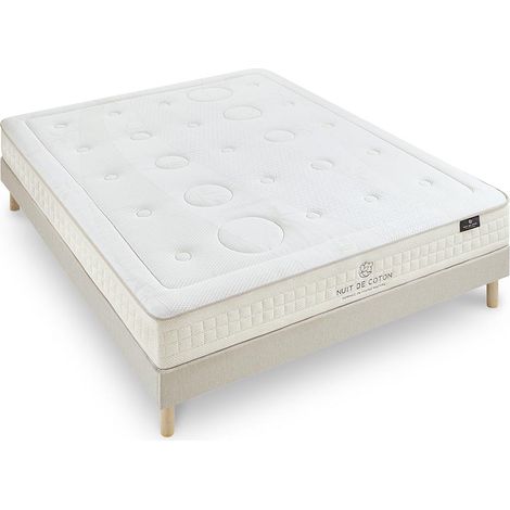 NUIT DE COTON Ensemble PRELUDE 2.0 180x200 cm Matelas Latex 100% Naturel + Sommier Bois (1/5)