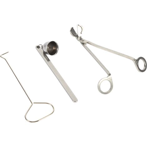 Lot de 3 outils pour éteindre les bougies en acier inoxydable : éteignoir, coupe-mèche et ciseaux à flamme, très demandé (1/5)
