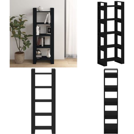 Estantería/divisor de espacios madera maciza negro 60x35x160 cm - Estantería de libros - Divisor de ambientes
