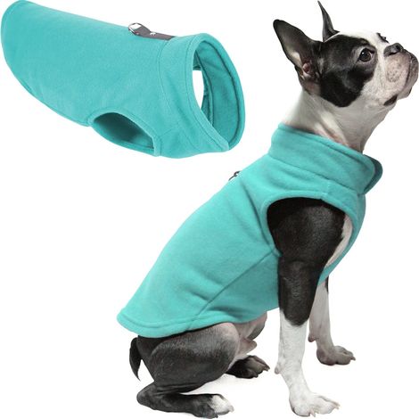 Gilet Polaire, Pull en Polaire pour Petit Chien avec Anneau pour Laisse, Turquoise, Taille M (1/5)