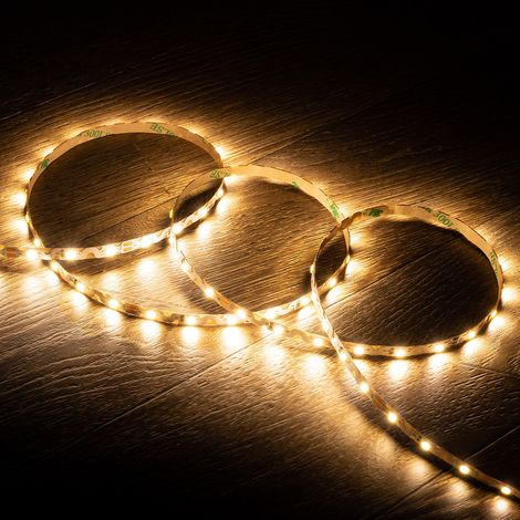 Ruban LED 12V SMD ZIG ZAG 60 LED/m 5m 7W/m 700lm/m Largeur 6mm Coupe 5cm IP20 2700K Blanc chaud