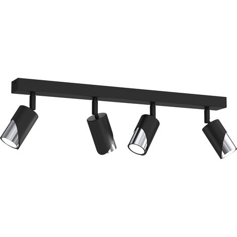 Barre 4 spots orientables noir mat/chrome GU10 Shift